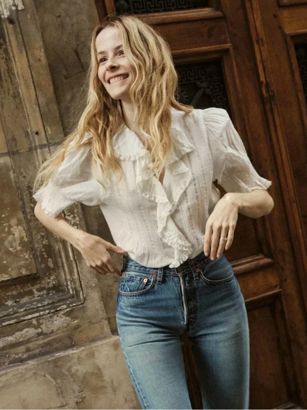 Doen Henri Blouse in White XS